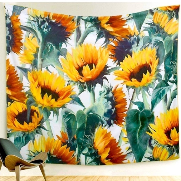 Bohemian Sunflower Floral Botanical Indie/Hippie Tapestry/Decor/Festival Mat - Picture 2 of 7